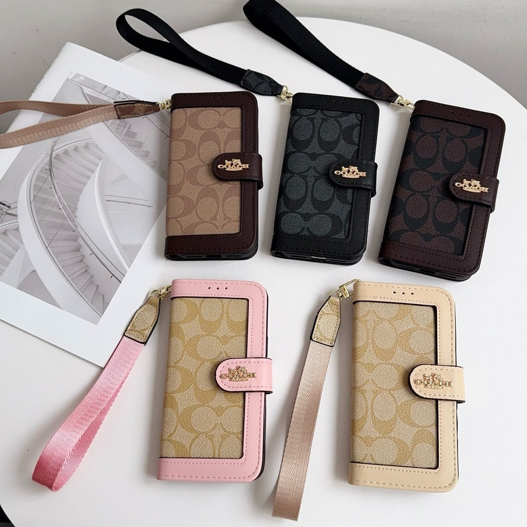 „CO Luxury Pattern“ piniginės „iPhone“ dėklas su kortelės laikikliu ir dirželiu