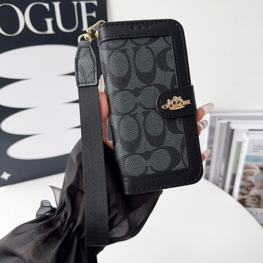 „CO Luxury Pattern“ piniginės „iPhone“ dėklas su kortelės laikikliu ir dirželiu