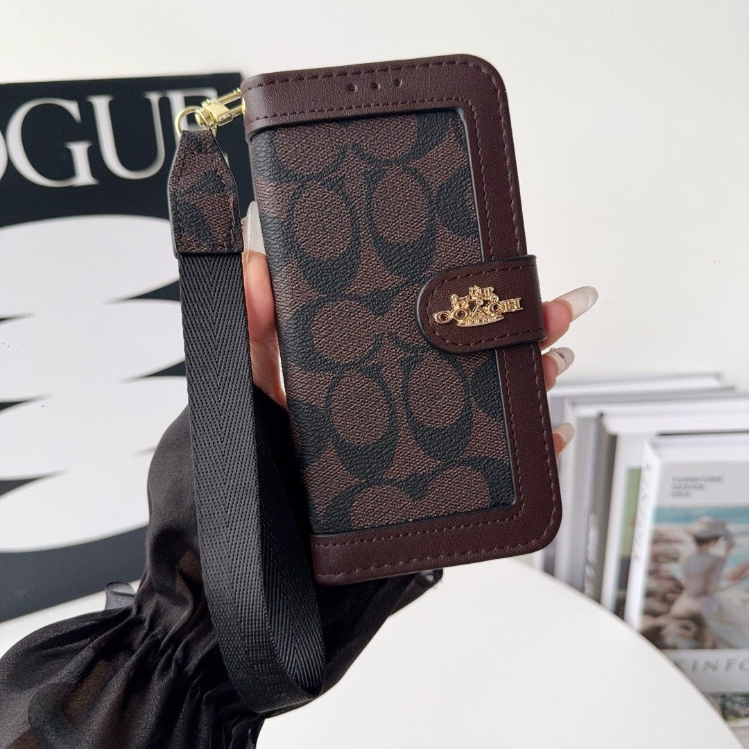 „CO Luxury Pattern“ piniginės „iPhone“ dėklas su kortelės laikikliu ir dirželiu