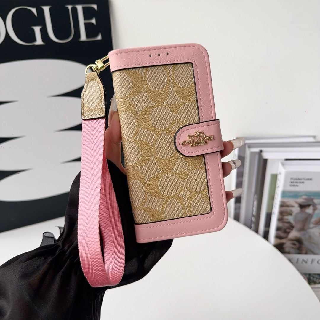„CO Luxury Pattern“ piniginės „iPhone“ dėklas su kortelės laikikliu ir dirželiu