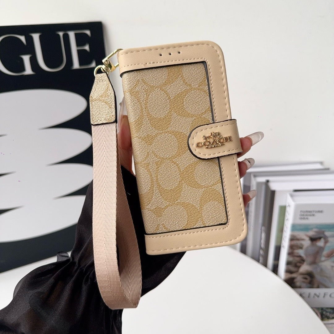 „CO Luxury Pattern“ piniginės „iPhone“ dėklas su kortelės laikikliu ir dirželiu