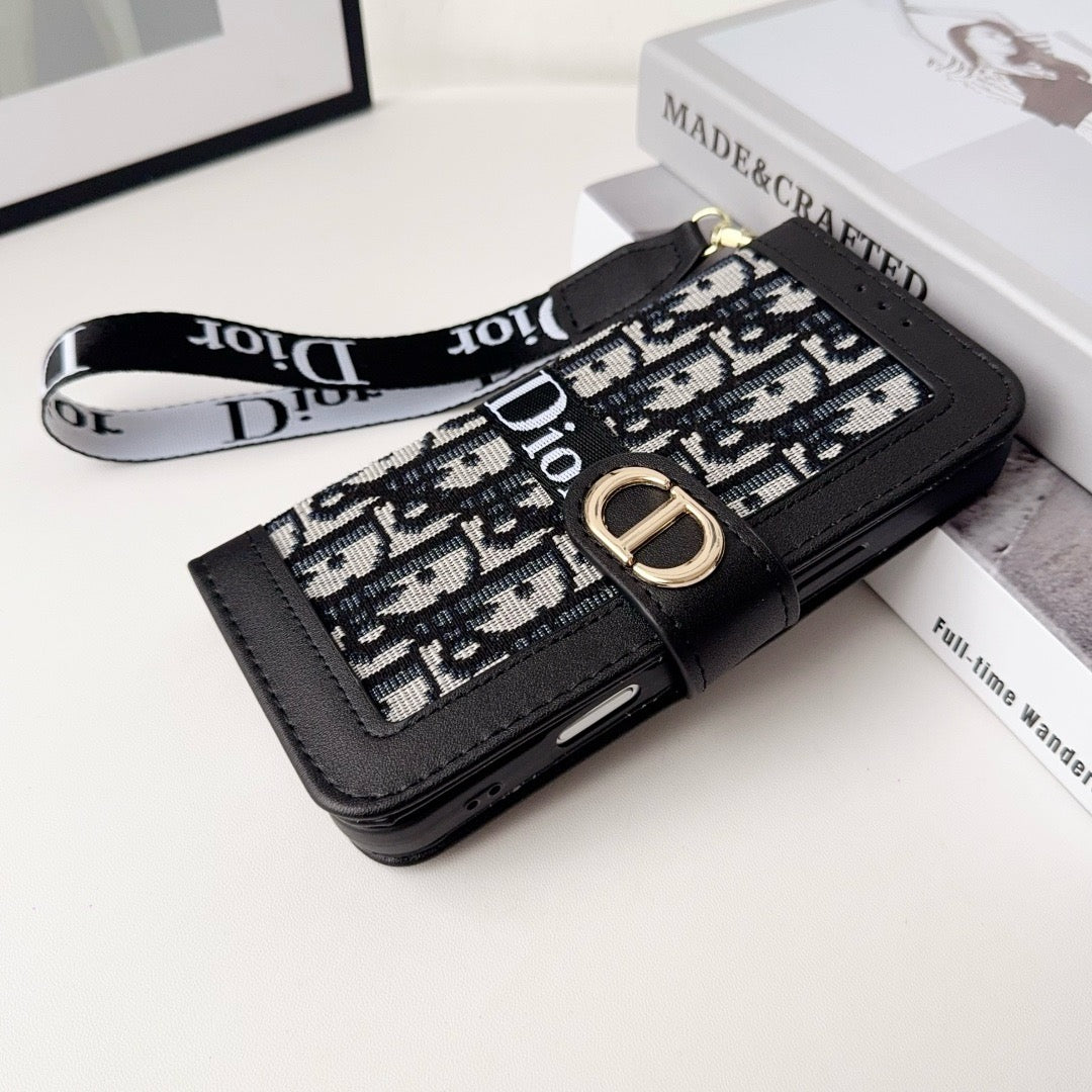 Fashion Elegant Pattern Wallet iPhone-etui med aftagelig håndledsrem