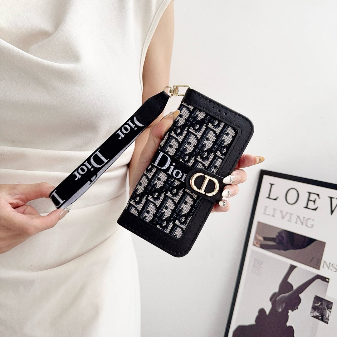Fashion Elegant Pattern Wallet iPhone-etui med aftagelig håndledsrem