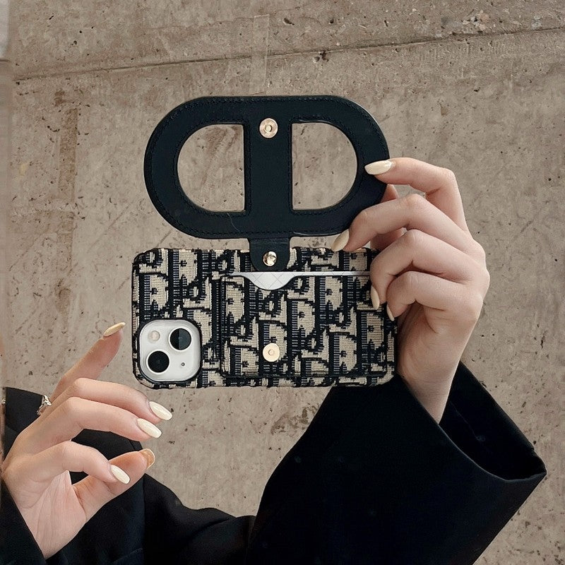 Módní Bracket Card Bag Pouzdro na iPhone