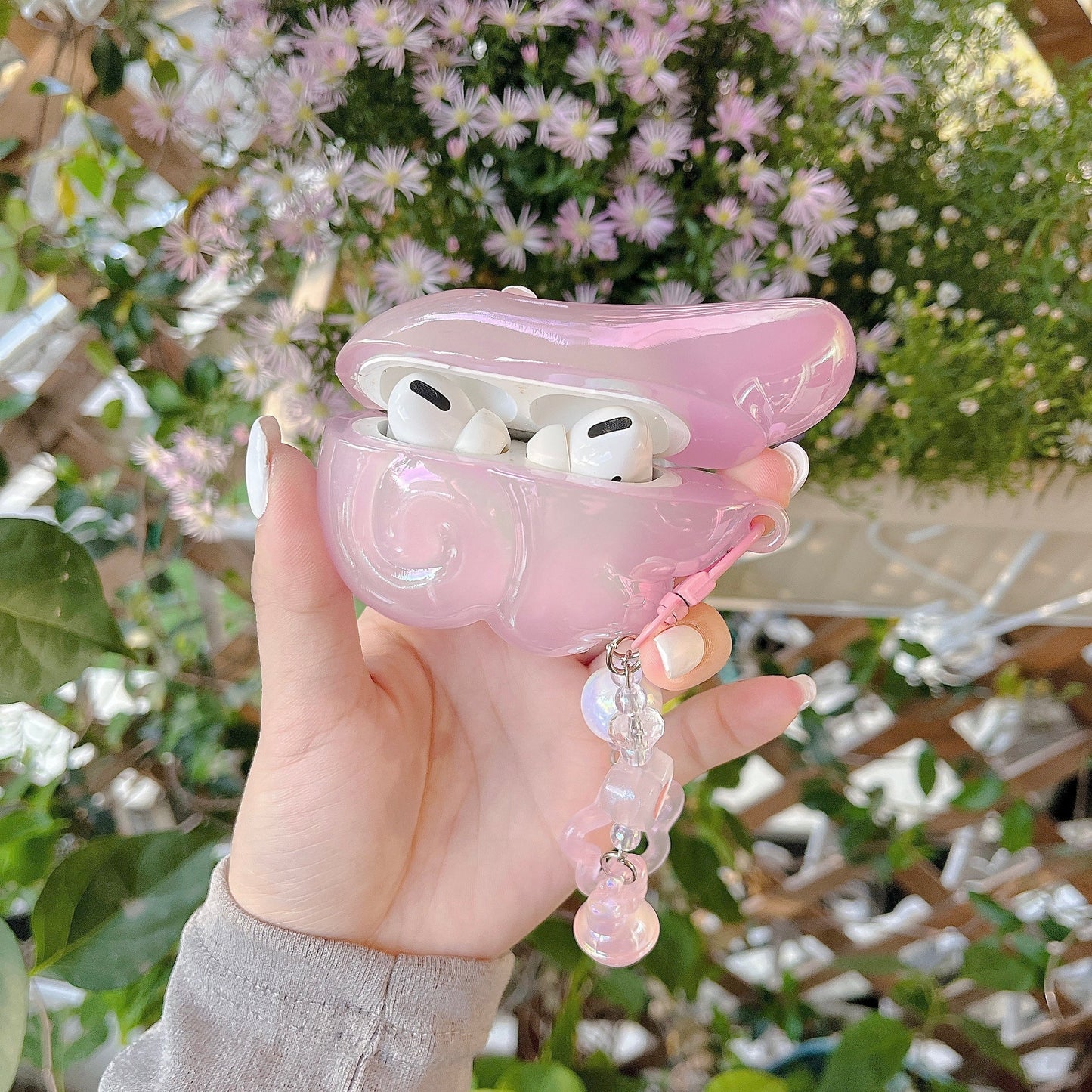 Angel Wing AirPods Case with Pearl & Beaded Charm