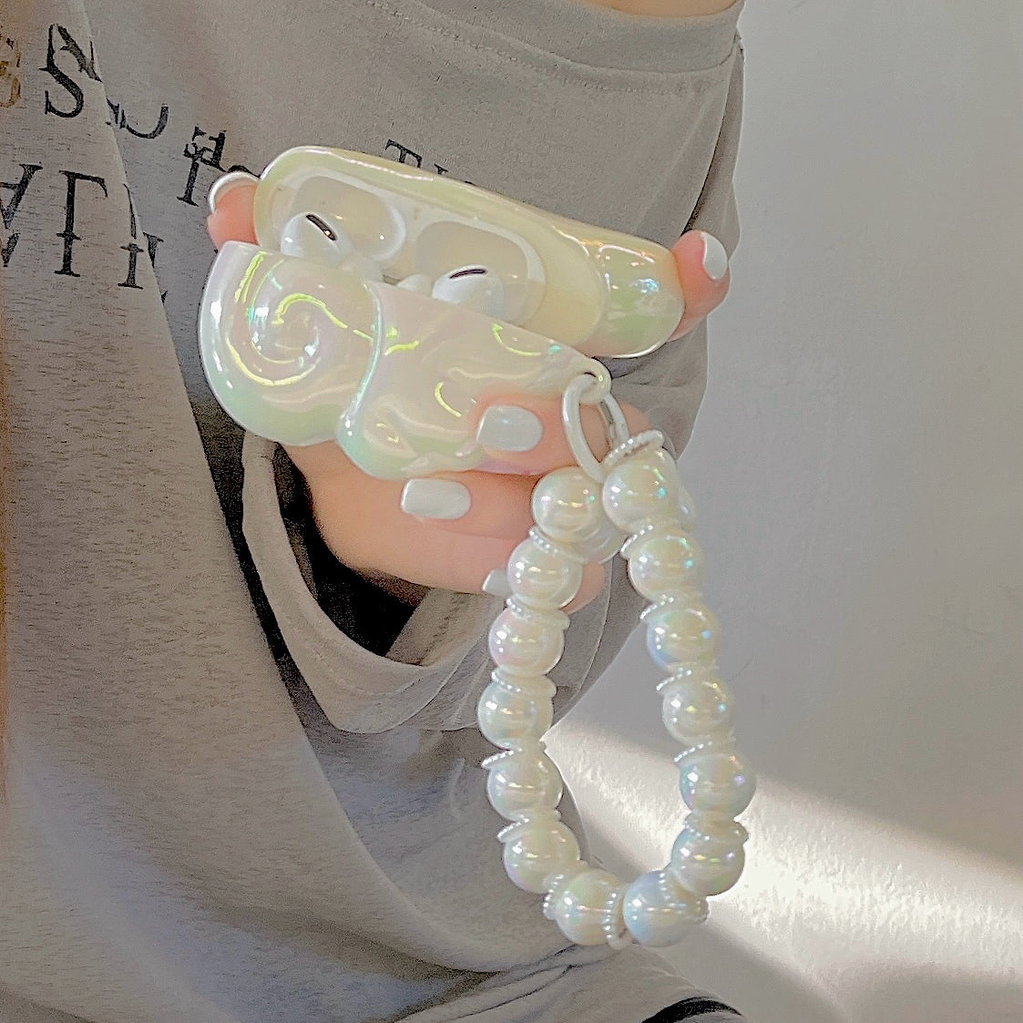 Angel Wing AirPods Case with Pearl & Beaded Charm