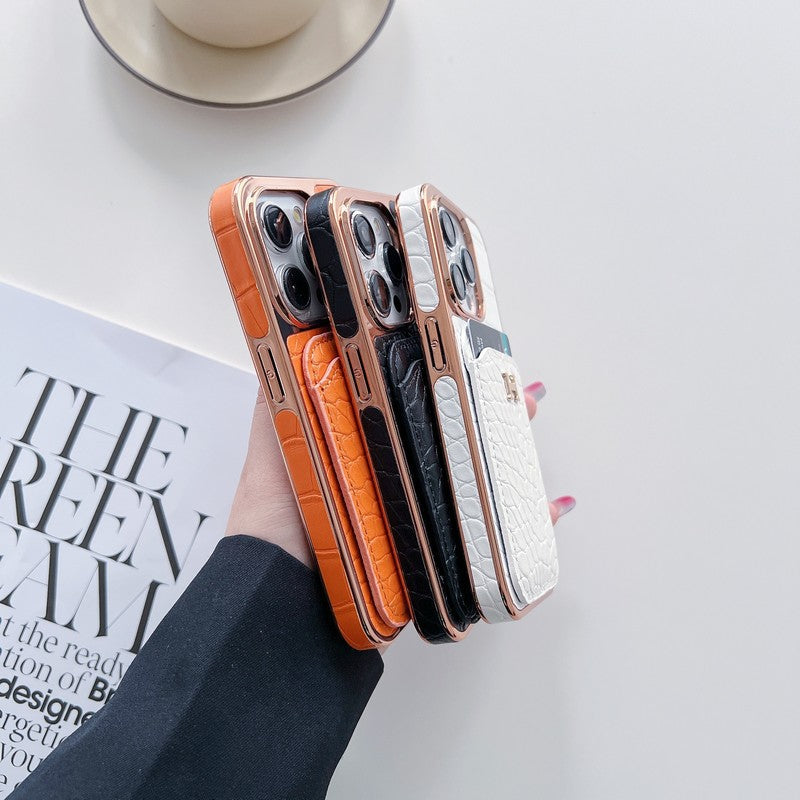 H Rose Gold kožené pouzdro na iPhone