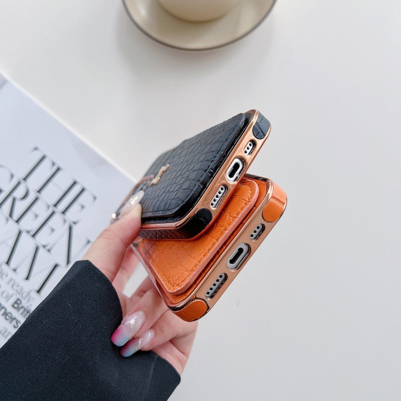 H Rose Gold kožené pouzdro na iPhone