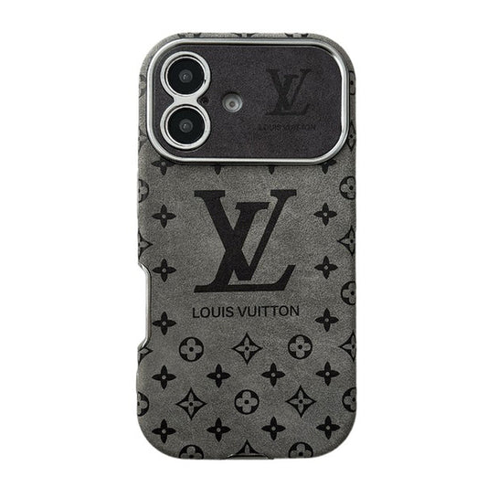 Luxuriöse braune iPhone-Hülle aus schwarzem Leder