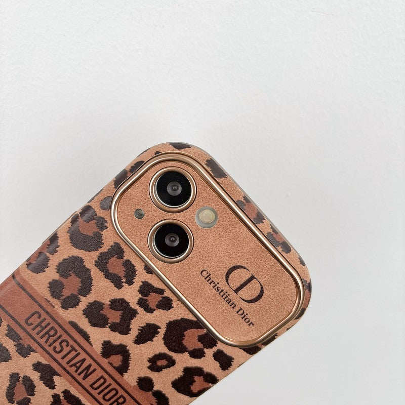 Módní hnědé kožené pouzdro na iPhone
