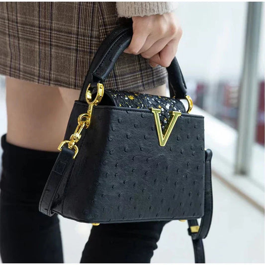 Sac à main de luxe haut de gamme - Sac à bandoulière à motif d'autruche de mode printanière