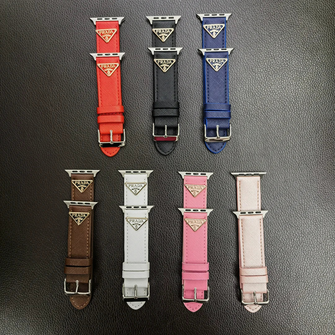 Kožený pásek na Apple Watch s dvojitým trojúhelníkovým monogramem