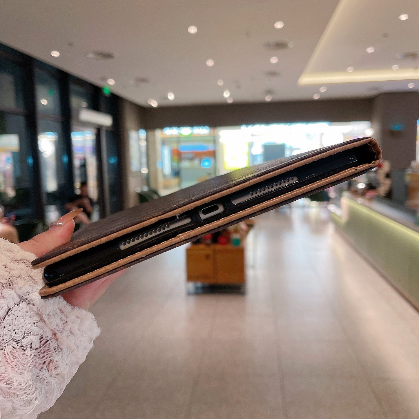 Custodia per iPad di Apple in tela monogramma di lusso in pelle con motivo a tema estivo fresco