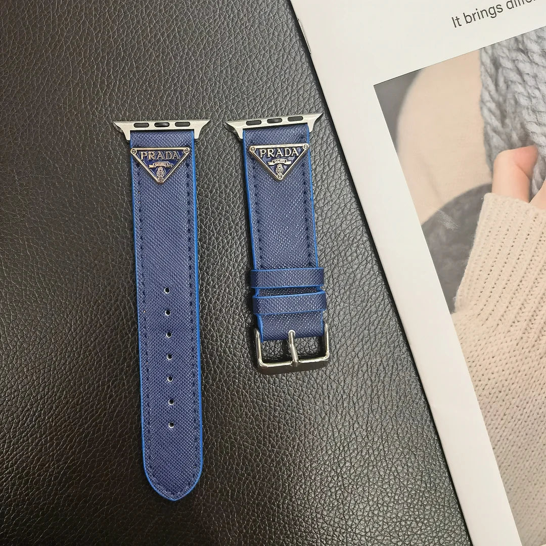 Kožený pásek na Apple Watch s dvojitým trojúhelníkovým monogramem