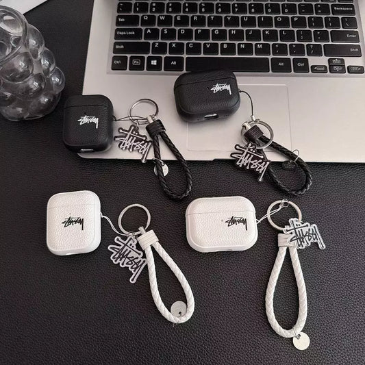 Etui na AirPod z logo Lichee Grain i paskiem w oplocie