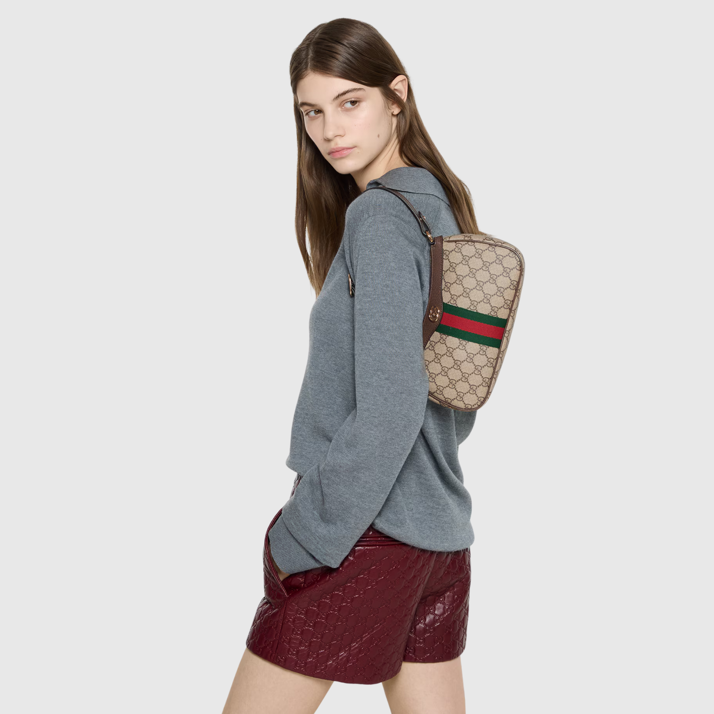 Kangaskuvioinen olkalaukku