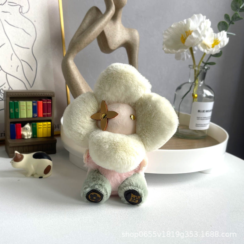 Simpatico portachiavi in ​​peluche con girasole – Ciondolo per borsa per bambole Vivienne da donna, decorazione per zaino per auto