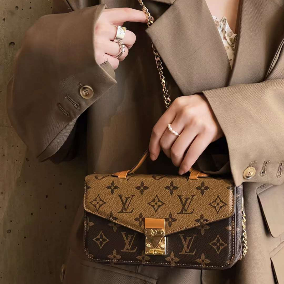 Monogram lærredstaske Håndholdt Crossbody Chain Mobiltelefon