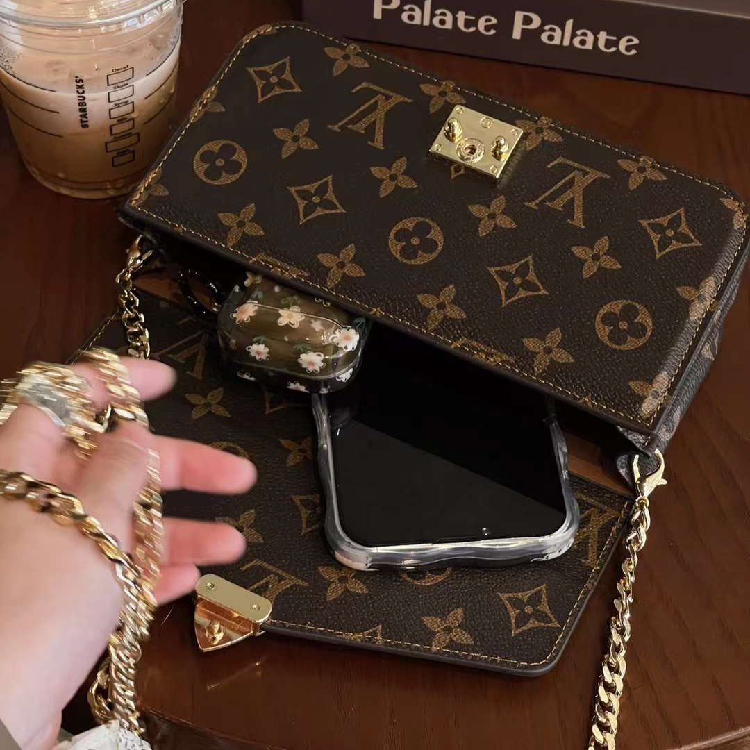 Monogram lærredstaske Håndholdt Crossbody Chain Mobiltelefon