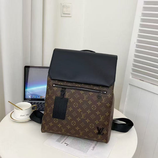 Sac à dos à rabat monogramme de luxe, sac pour ordinateur portable de banlieue