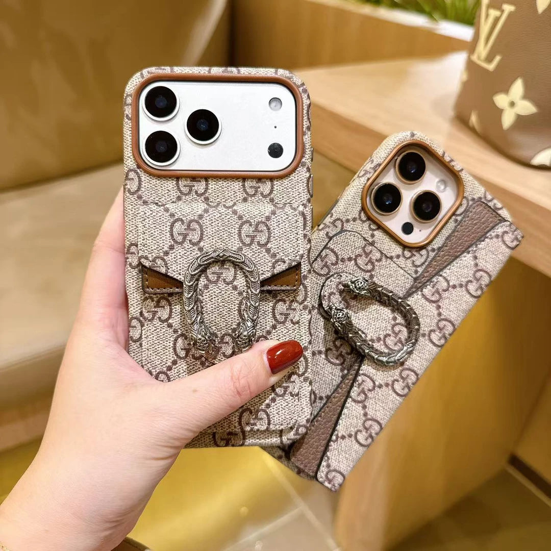 Hochwertige, klassische iPhone-Hülle mit Kartenhalter aus Segeltuch