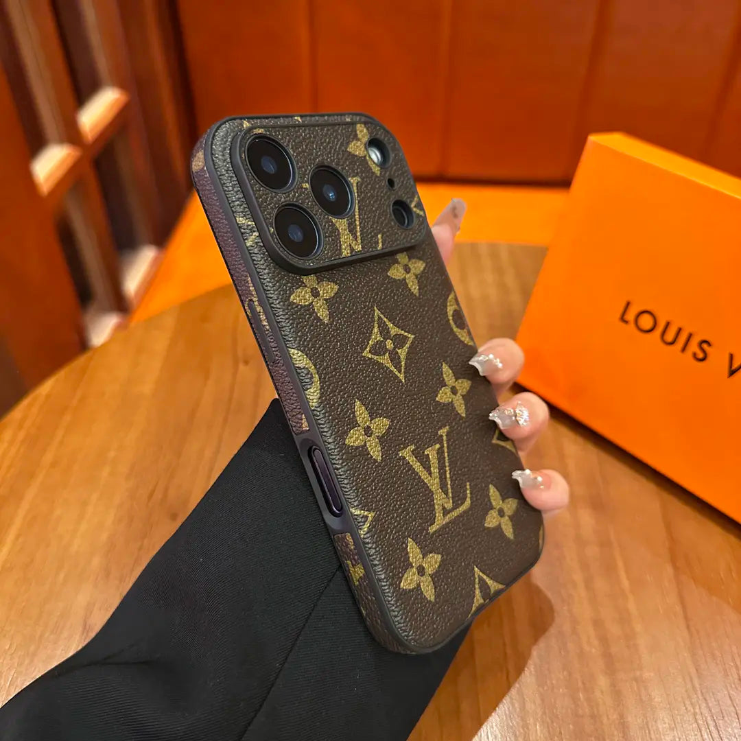 Premium-Schutzhülle aus gemustertem Leder für das iPhone – Slide-Kamera-Cover-Design