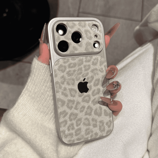 Glitter telefoonhoesje met luipaardprint - Sprankelende bescherming met strak ontwerp
