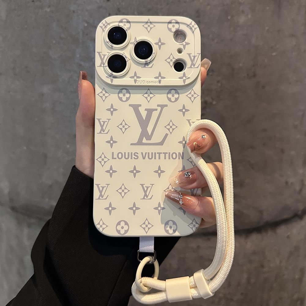 Luxuriöse iPhone-Hülle mit geprägtem Muster und abnehmbarer Handschlaufe