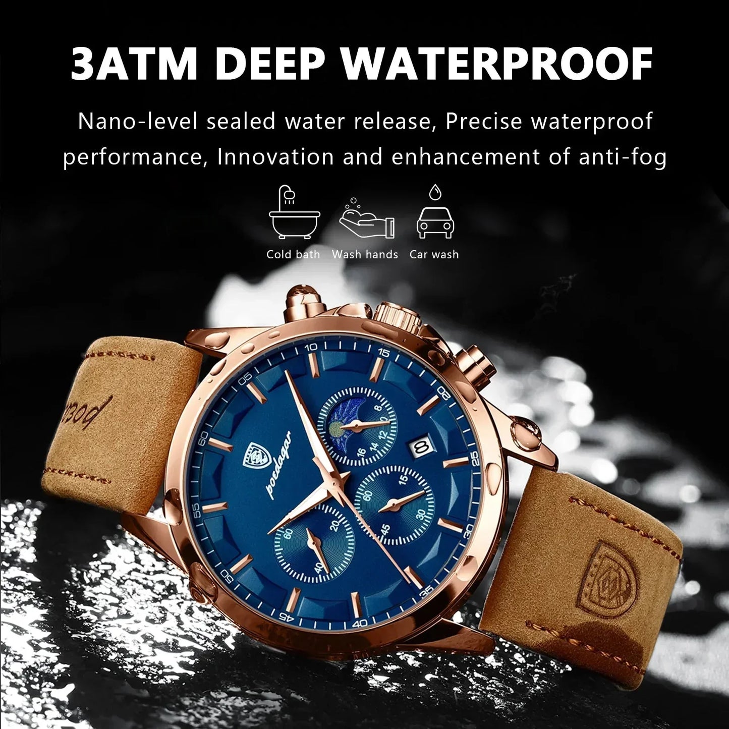 Poedagar ChronoLuxe Sport – luxusní hodinky Quartz s chronografem