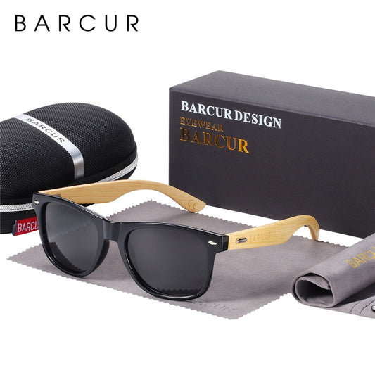 BARCUR 偏光竹製太陽眼鏡 男士木質太陽眼鏡 女士品牌原創木質眼鏡 Oculos de sol masculino