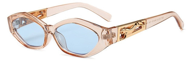 SHAUNA Diamond Sharp Fashion Metal Skákací Gepard Dekorace Módní Dámské Malé sluneční brýle Cat Eye