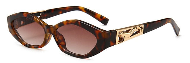 SHAUNA Diamond Sharp Fashion Metal Skákací Gepard Dekorace Módní Dámské Malé sluneční brýle Cat Eye