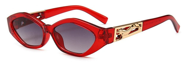 SHAUNA Diamond Sharp Fashion Metal Skákací Gepard Dekorace Módní Dámské Malé sluneční brýle Cat Eye