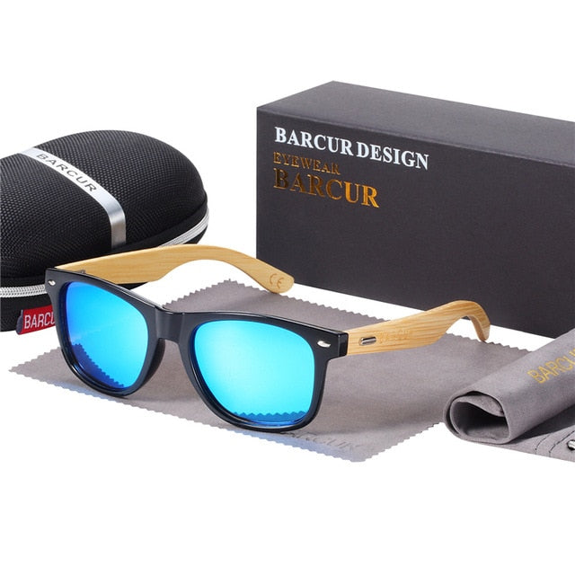 BARCUR Polarized Bamboo Solglasögon Män Trä Solglasögon Dam Märke Original Träglasögon Oculos de sol masculino