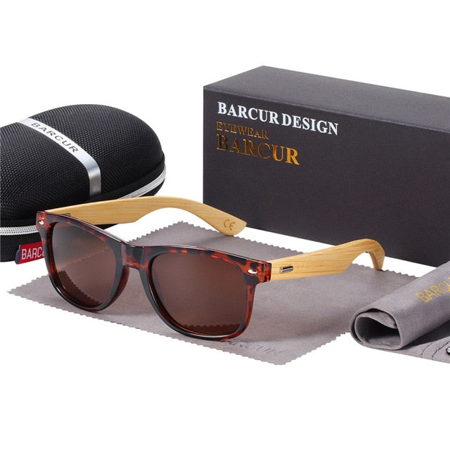 BARCUR Polarized Bamboo Solglasögon Män Trä Solglasögon Dam Märke Original Träglasögon Oculos de sol masculino
