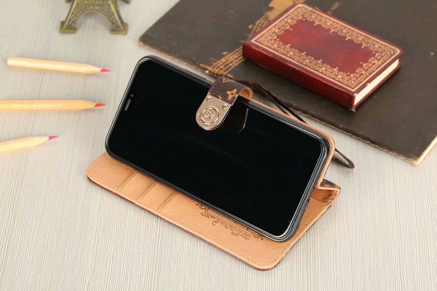 Luxusní pouzdro Monogram Wallet Case pro Samsung – Černá šachovnice