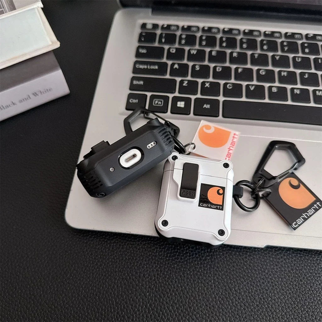 Custodia robusta per AirPods con moschettone