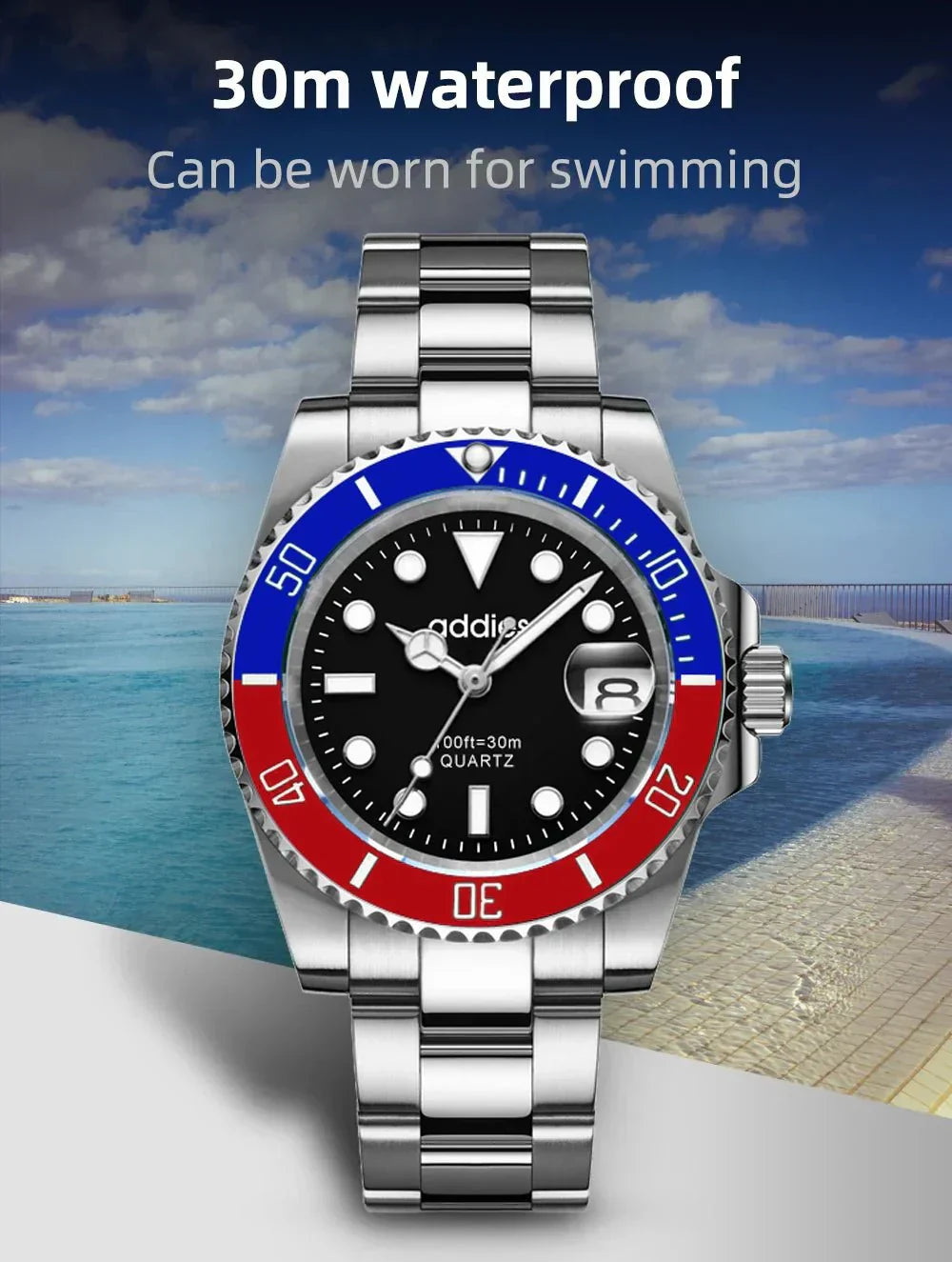 TitanX Elite pánské Quartz sportovní hodinky – luxusní 30M vodotěsné hodinky z nerezové oceli na ponor | Relógio Masculino